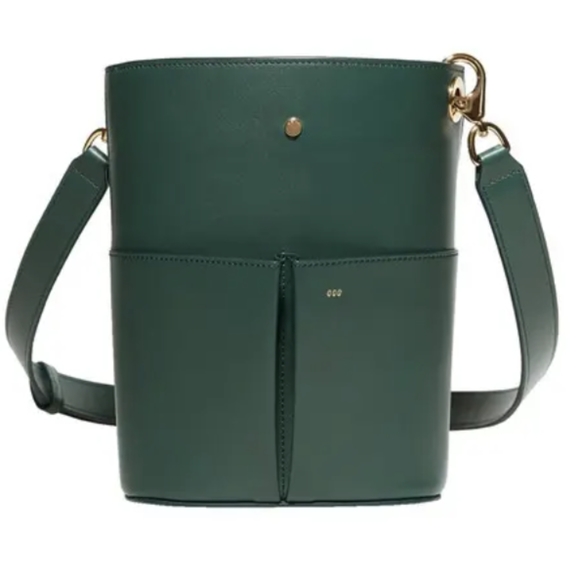 RSVP Paris Low Five Forest Green Calfskin Bucket Bag - Picture 3 of 6